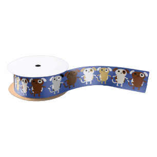 Puppy Dog Cute Colourful 1st Birthday Party Theme Satin Ribbon