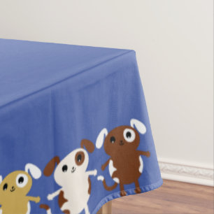 Puppy Dog Cute Colourful 1st Birthday Party Theme Tablecloth