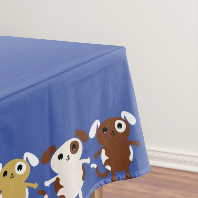 Puppy Dog Cute Colourful 1st Birthday Party Theme Tablecloth (In Situ)