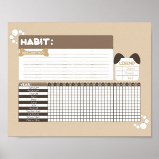 Puppy Dog Design Habit Tracker Poster
