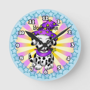 Puppy Dog Fairy Wizard Round Clock
