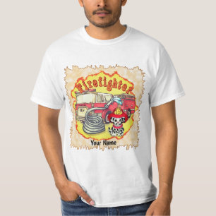 Puppy Dog Firefighter Firetruck T-Shirt