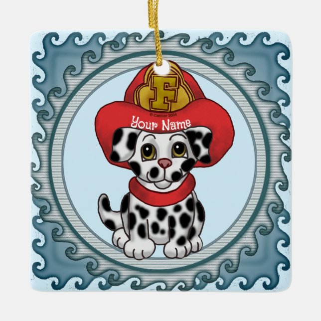 Puppy Dog Firefighter ornament (Front)