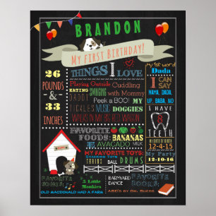 Puppy Dog First Birthday Poster 16x20