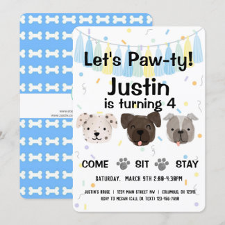 Puppy Dog Gender Neutral or Boy Birthday Pawty Invitation
