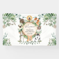 Puppy Dog Greenery Leaves Baby Shower Welcome