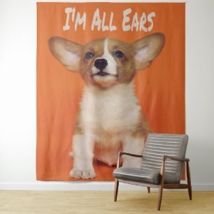 Puppy Dog I'm All Ears, Cute Meme Tapestry