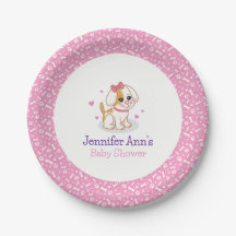 Puppy Dog It's a Girl Pink Hair Bow Baby Shower