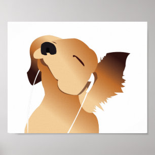 Puppy Dog Jammin' to Music Poster