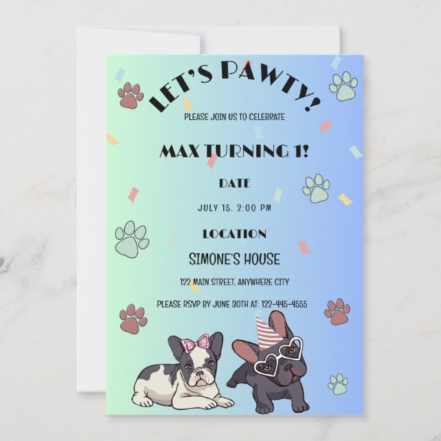 Puppy Dog Lets Pawty Anniversaire Fête Invitation (Devant)