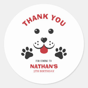 Puppy Dog Lets Pawty  Birthday Boy Classic Round Sticker