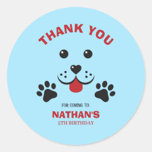 Puppy Dog Lets Pawty Birthday Boy Classic Round Sticker