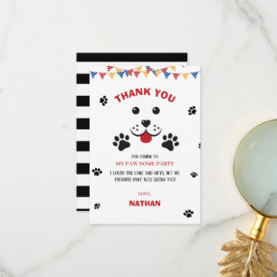 Puppy Dog Lets Pawty  Birthday Boy Thank You Card