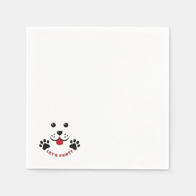 Puppy Dog Lets Pawty  Birthday Kid Napkin (Front)