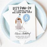 Puppy Dog Lets Pawty Birthday Party Boy Invitation<br><div class="desc">Cute puppy illustration birthday party invitation for your child's birthday! The white and brown dog is wearing a blue and white striped party hat and holding a blue balloon. Inside the balloon is an editable text where you can have the child's age printed. The text above says "Let's Pawty. it's...</div>