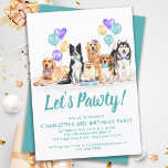 Puppy Dog Lets Pawty Birthday Party Invitation<br><div class="desc">Let's Pawty! Invite friends and family to your kids, puppy or dog birthday party with this fun watercolor dogs birthday invitation card. Personalize with name, birthday number, and all dog birthday party info! Visit our collection for matching pet birthday party decor, and gifts. This collection will be a favourite among...</div>