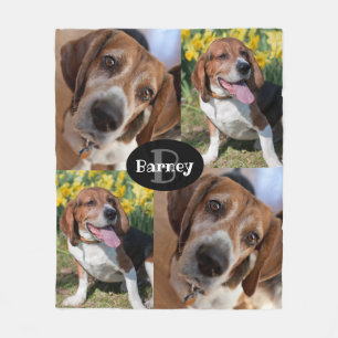 Puppy Dog Lover 4 Photos Name & Monogram Custom Fleece Blanket