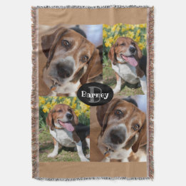 Puppy Dog Lover 4 Photos Name & Monogram Custom Throw Blanket