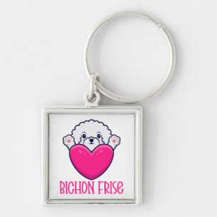 Puppy Dog Lover Gift Rescue Mom Cute Bichon Frise Keychain
