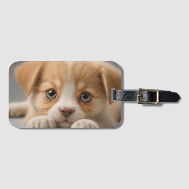 Puppy Dog Luggage Tag (Front Horizontal)