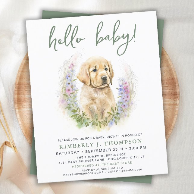 Puppy Dog Modern Sage Green Baby Shower Budget Inv (Creator Uploaded)