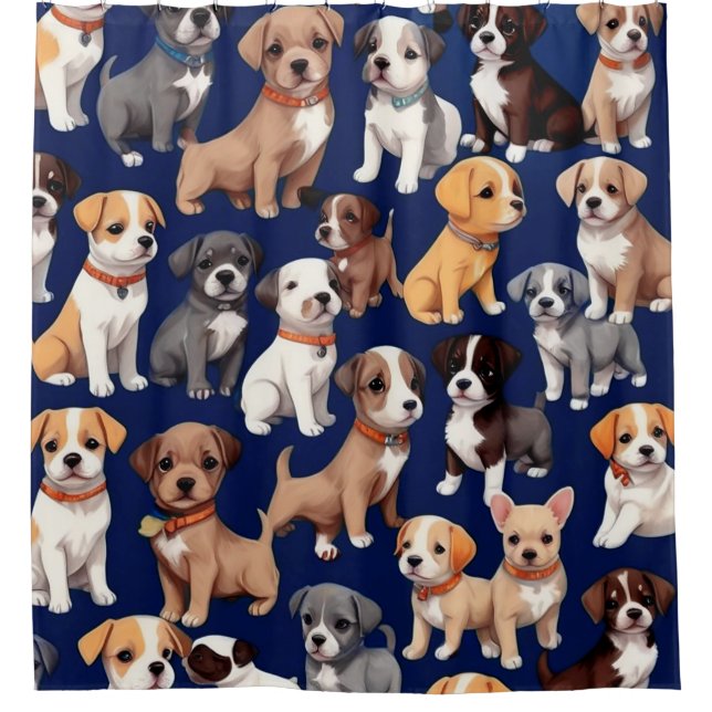 Puppy Dog Navy Blue Pattern Design (Front)
