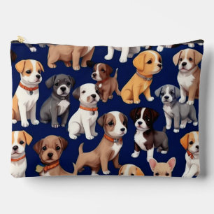 Puppy Dog Navy Blue Pattern Design Accessory Pouch