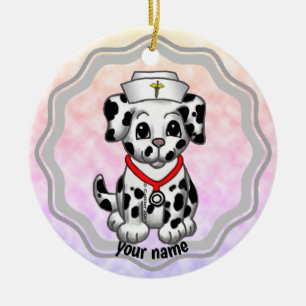 Puppy dog nurse  ceramic ornament
