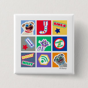 Puppy Dog Pals Bingo, Rolly & Hissy Graphic 2 Inch Square Button