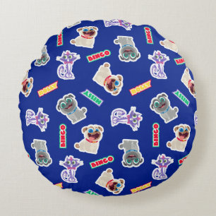 Puppy Dog Pals Blue Character Pattern Round Pillow