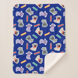 Puppy Dog Pals Blue Character Pattern Sherpa Blanket