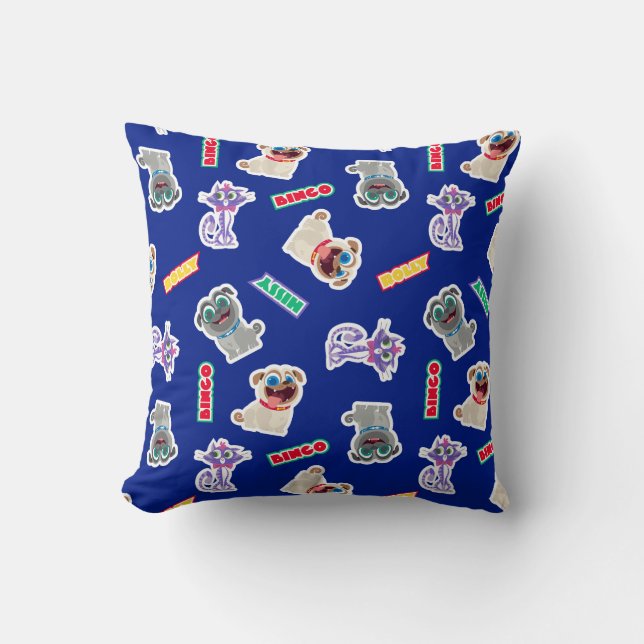 Puppy Dog Pals Blue Character Pattern Throw Pillow (Front)