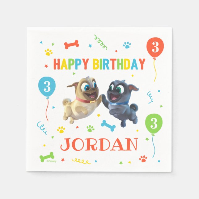 Puppy Dog Pals Chalkboard Birthday Napkins (Front)