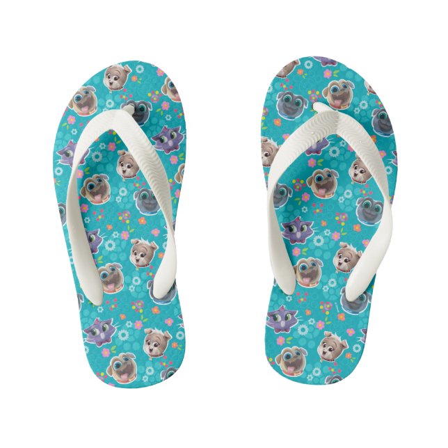 Puppy Dog Pals | Floral Pattern Kid's Flip Flops (Footbed)