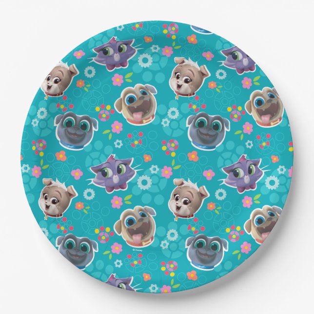Puppy Dog Pals | Floral Pattern Paper Plate (Front)