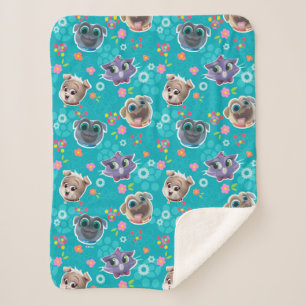 Puppy Dog Pals   Floral Pattern Sherpa Blanket