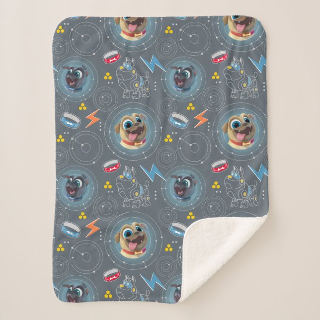 Puppy Dog Pals | Geared for Adventure Pattern Sherpa Blanket (Front)