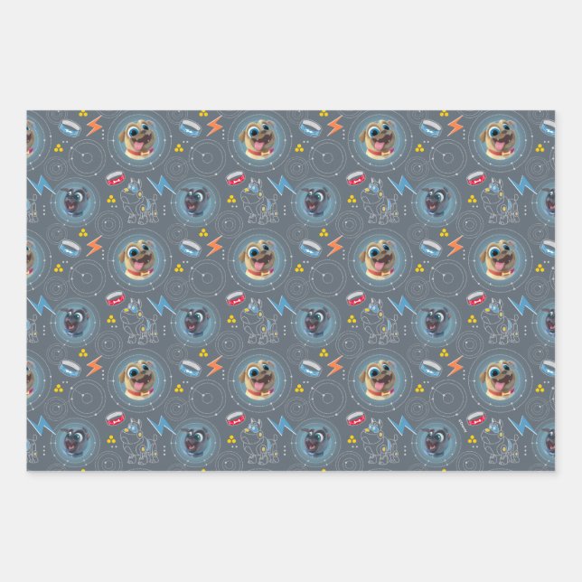 Puppy Dog Pals | Geared for Adventure Pattern Wrapping Paper Sheet (Front)