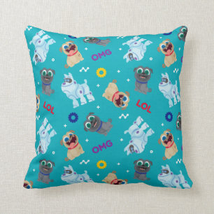 Puppy Dog Pals   OMG LOL Pattern Throw Pillow