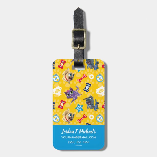 Puppy Dog Pals | Pug Power Pattern Luggage Tag (Front Vertical)
