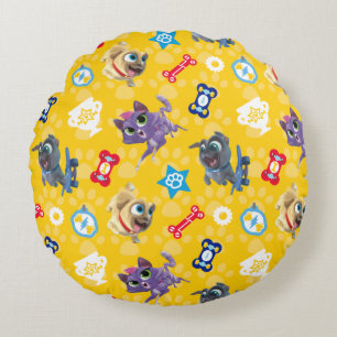 Puppy Dog Pals   Pug Power Pattern Round Pillow