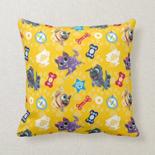 Puppy Dog Pals   Pug Power Pattern Throw Pillow