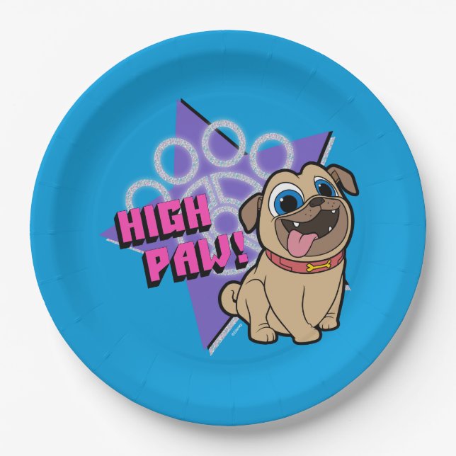 Puppy Dog Pals | Rolly - High Paw Paper Plate (Front)