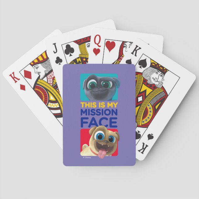 Puppy Dog Pals | This is my Mission Face Playing Cards (Back)