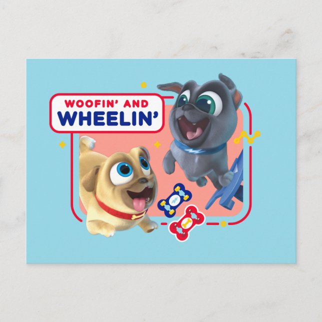 Puppy Dog Pals | Woofin' and Wheelin' Postcard (Front)