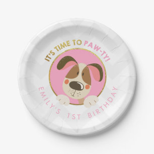 Puppy Dog Paper Plate Paw-Tie Paw Tie Pink Girl