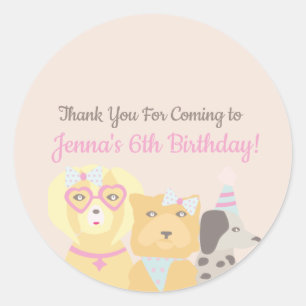 Puppy Dog Party Favour Classic Round Sticker