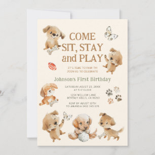 Puppy Dog Party Pawty Birthday Invitation