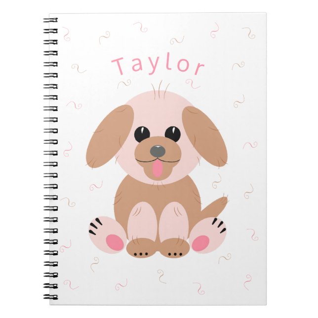 Puppy Dog Pastel Personalized Cartoon Simple Notebook (Front)