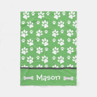 Puppy Dog Paw Print Blanket Personalize With Name